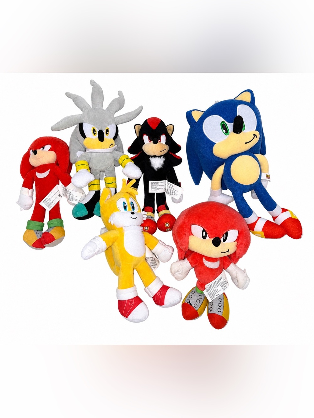 Sonic the Hedgehog Sega Plush Toy Bundle Lot of 6 knuckles silver shadow tails